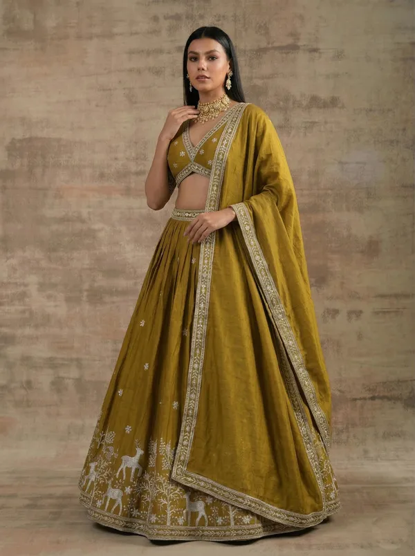 Ethnivo_Special_Mustard_Premium_Designer_Satin_Silk_Lehenga_Choli_Default_Title
