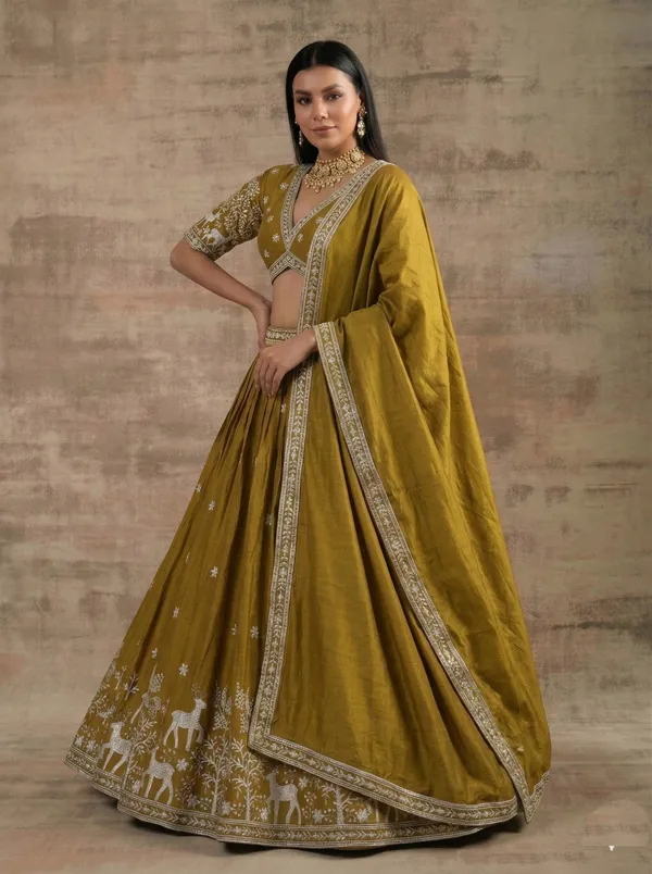 Ethnivo_Special_Mustard_Premium_Designer_Satin_Silk_Lehenga_Choli_Default_Title