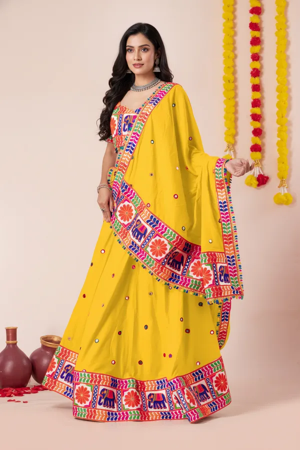 Ethnivo_Special_Yellow_Navratri_Festival_Designer_Rayon_Lehenga_Choli_Default_Title