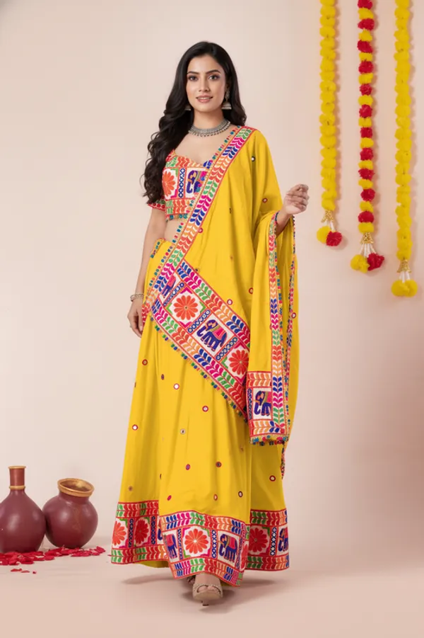 Ethnivo_Special_Yellow_Navratri_Festival_Designer_Rayon_Lehenga_Choli_Default_Title