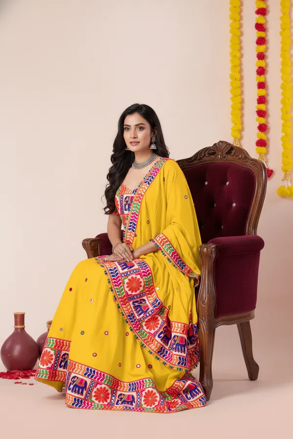 Ethnivo_Special_Yellow_Navratri_Festival_Designer_Rayon_Lehenga_Choli_Default_Title