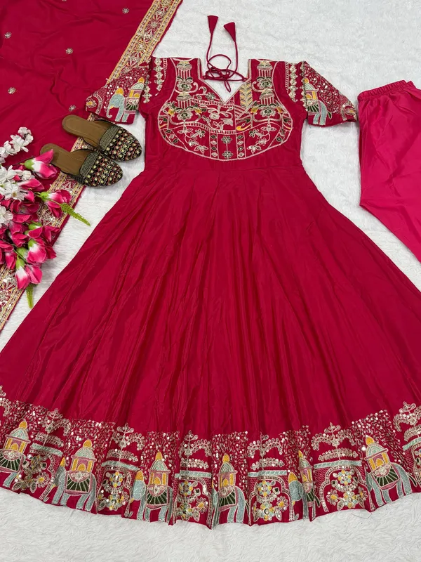 Premium_Red_Embroidered_Anarkali_Suit_Set_For_Festive_Wear