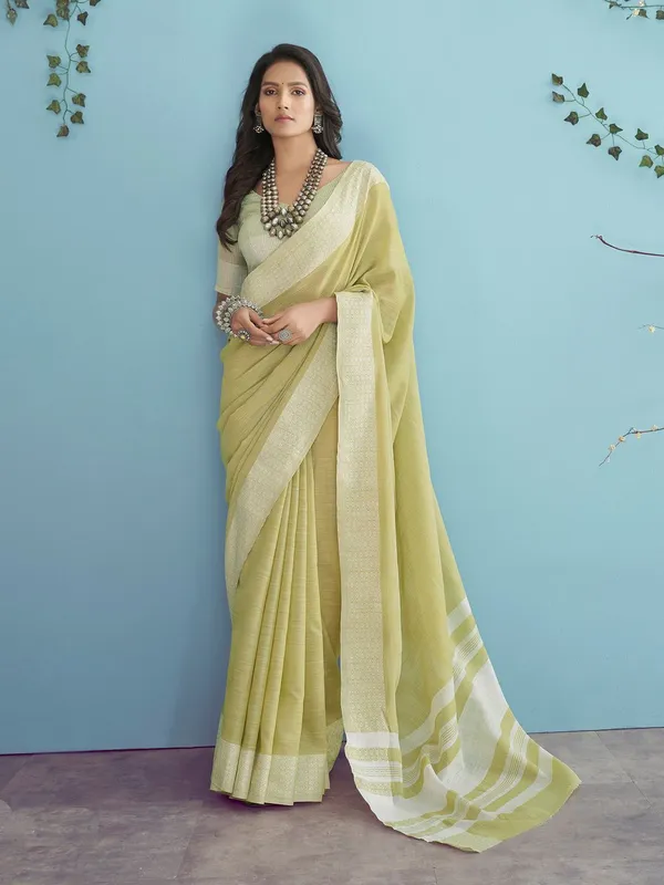 Stylish_Yellow_Linen_Silk_Saree_For_Special_Functions_Default_Title