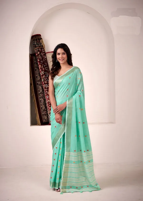 Mint_Classic_Designer_Linen_Silk_Saree_With_Weaving_Default_Title