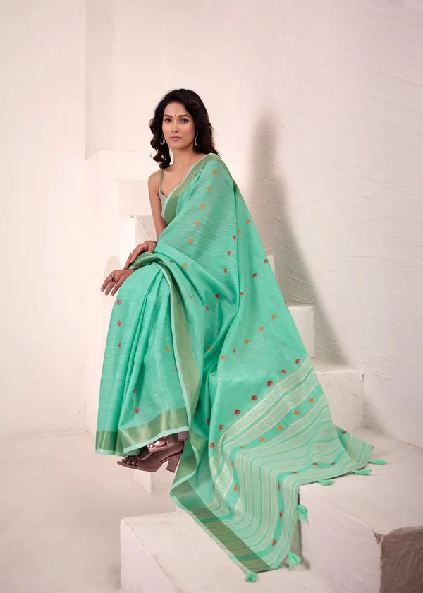Mint_Classic_Designer_Linen_Silk_Saree_With_Weaving_Default_Title