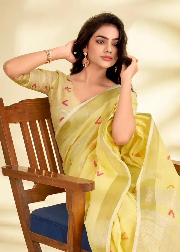 Yellow_Classic_Designer_Linen_Silk_Saree_Default_Title
