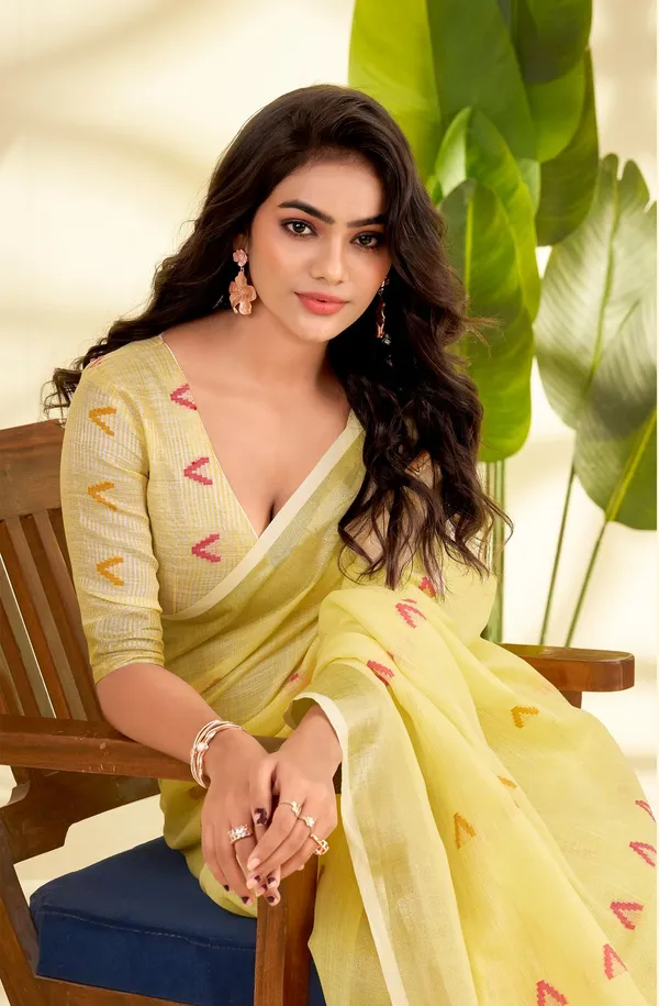 Yellow_Classic_Designer_Linen_Silk_Saree_Default_Title