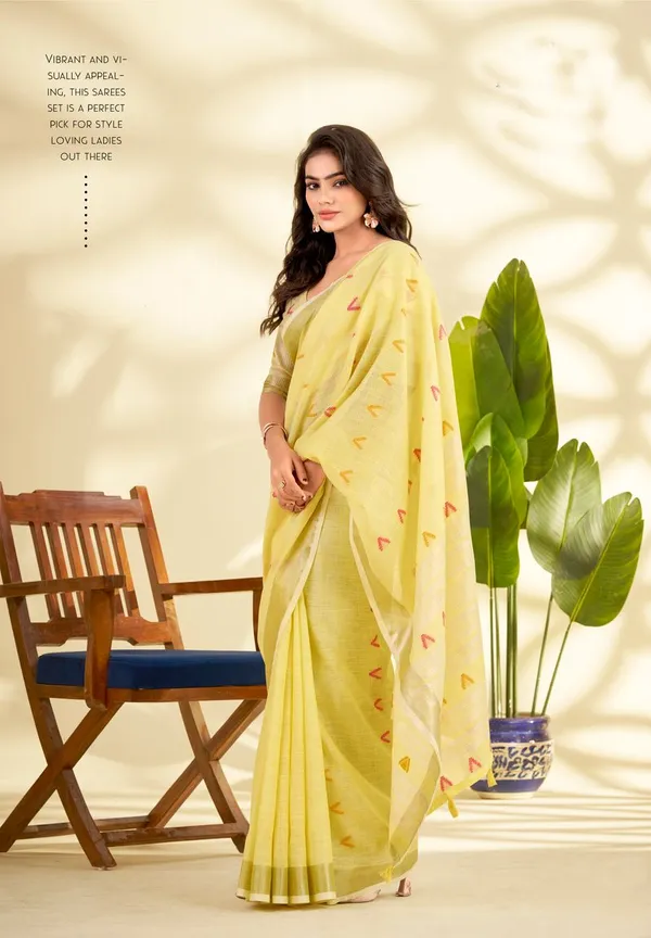 Yellow_Classic_Designer_Linen_Silk_Saree_Default_Title