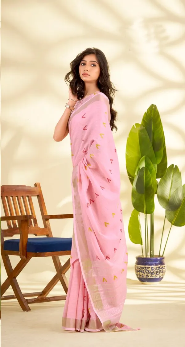 Pink_Stylish_Designer_Linen_Silk_Saree_Default_Title