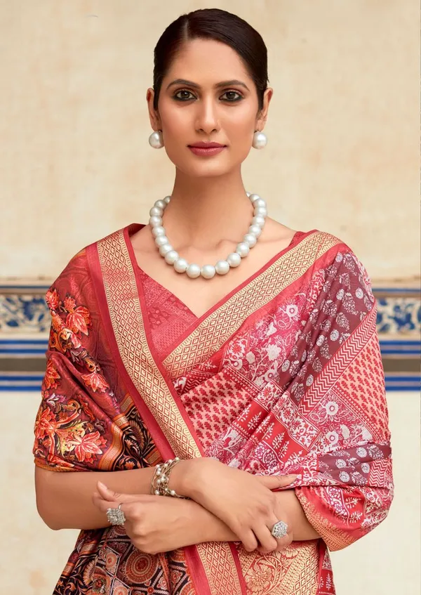 Peach_Casual_Designer_Dola_Viscose_Saree_With_Elegant_Printed_Pattern_Default_Title