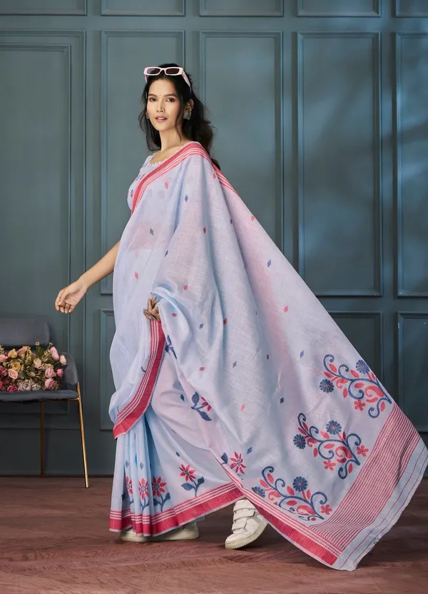 Lavender_Classic_Designer_Handloom_Linen_Saree_With_Art_Silk_Blouse_Default_Title