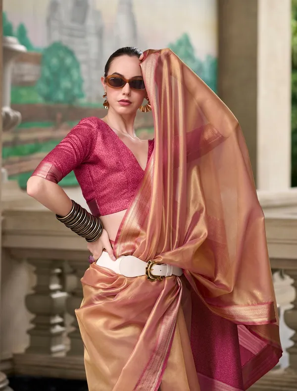 Multi_Classic_Designer_Pure_Tissue_Saree_With_Maroon_Art_Silk_Blouse_Default_Title