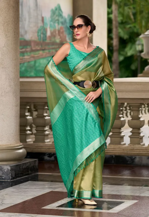 Multi_Classic_Designer_Pure_Tissue_Saree_With_Rama_Art_Silk_Blouse_Default_Title
