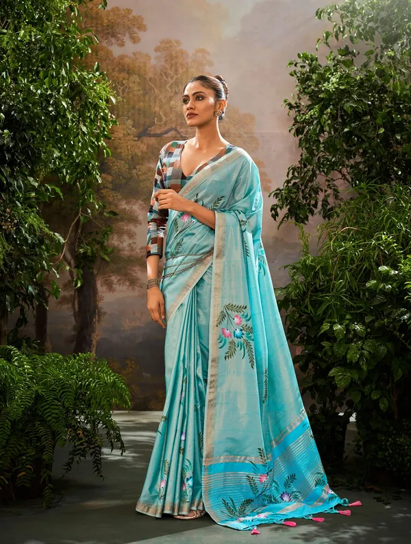 Firozi_Traditional_Designer_Soft_Linen_Tissue_Saree_Default_Title