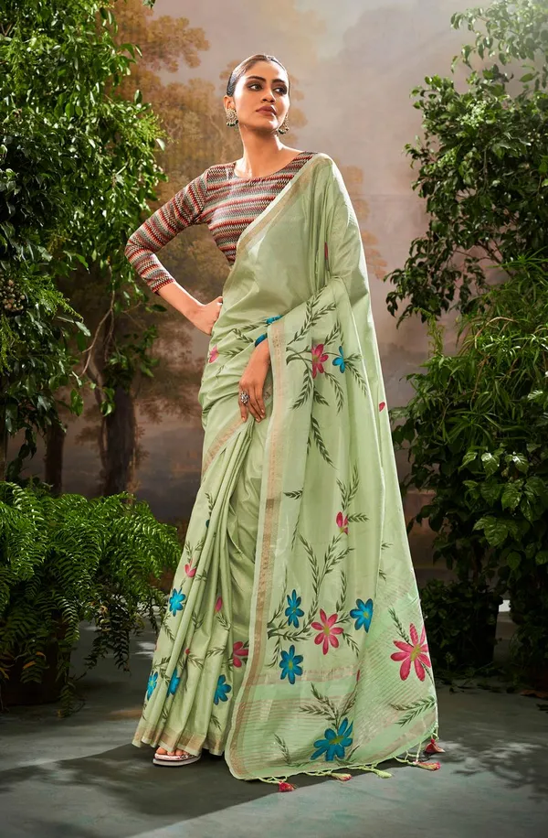 Pista_Traditional_Designer_Soft_Linen_Tissue_Saree_Default_Title