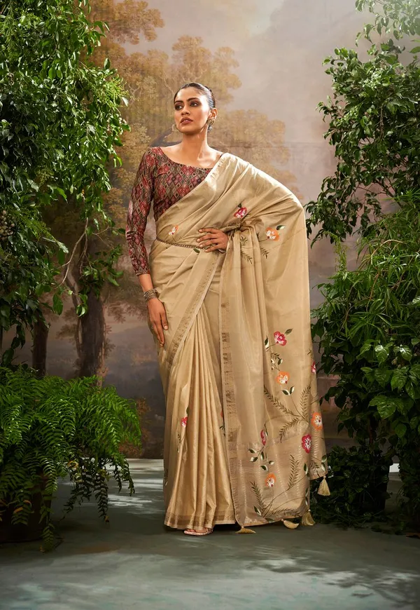 Cream_Classic_Designer_Soft_Linen_Tissue_Saree_Default_Title