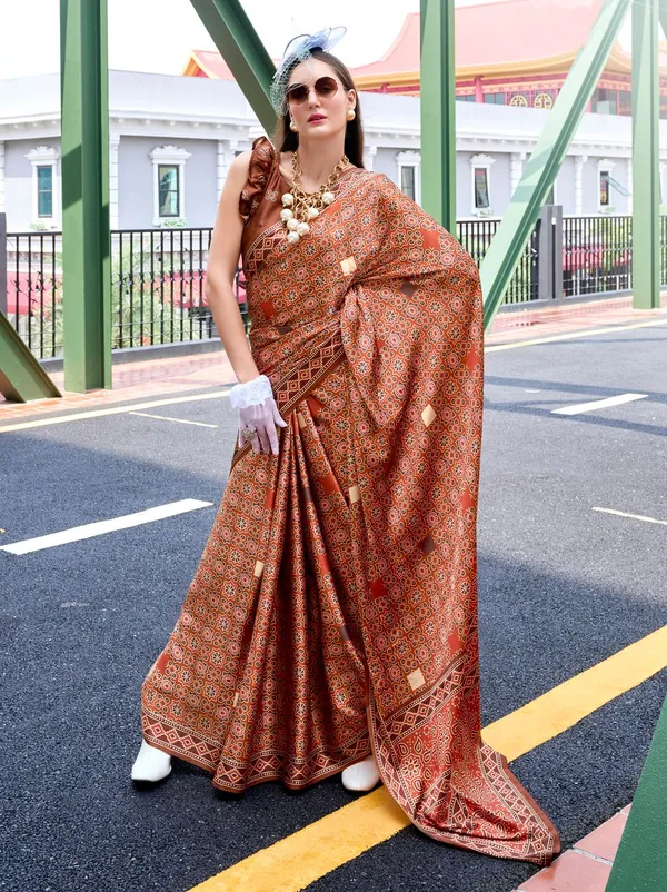Rust_Classic_Designer_Dola_Viscose_Saree_Default_Title