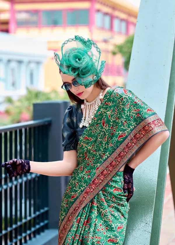 Bottle_Green_Traditional_Designer_Dola_Viscose_Saree_Default_Title