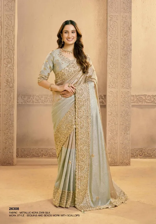 Luxe_Designer_Wedding_Wear_Metallic_Kora_Zari_Silk_Saree_Default_Title