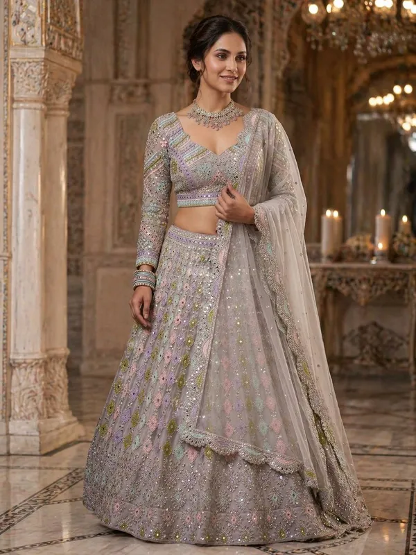 Pastel_Grey_Designer_Lehenga_Choli_With_Mirror_Work_Sequins_Embroidery_Default_Title