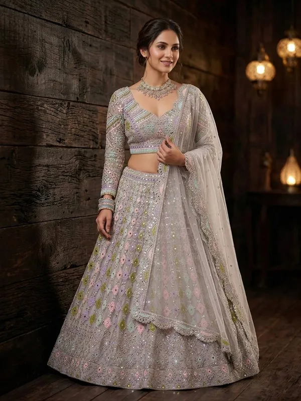 Pastel_Grey_Designer_Lehenga_Choli_With_Mirror_Work_Sequins_Embroidery_Default_Title
