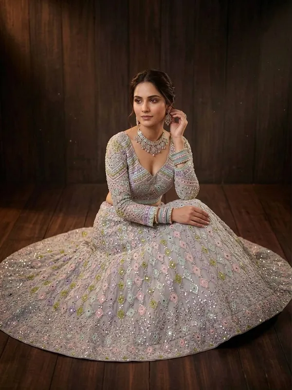 Pastel_Grey_Designer_Lehenga_Choli_With_Mirror_Work_Sequins_Embroidery_Default_Title