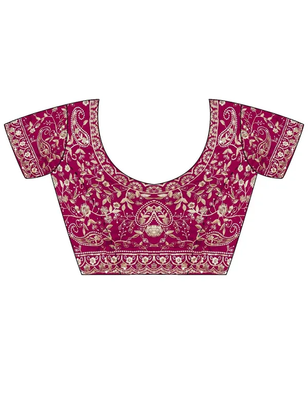 Ethnivo_Magenta_Pink_Embroidered_Organza_Saree_With_Designer_Blouse_Default_Title