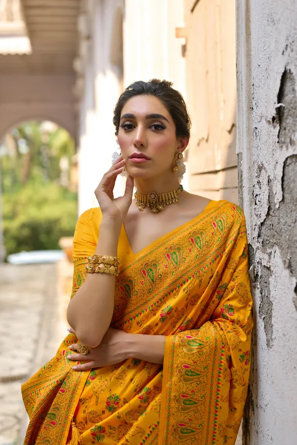 Yellow_Premium_Designer_Soft_Pashmina_Silk_Saree_Default_Title