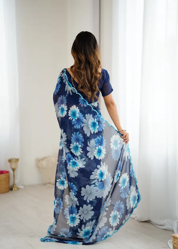 Navy_Blue_Floral_Georgette_Saree_Default_Title