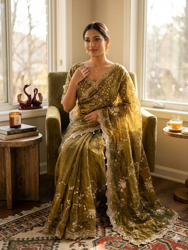 Olive_Gold_Embroidered_Chiffon_Saree_Default_Title