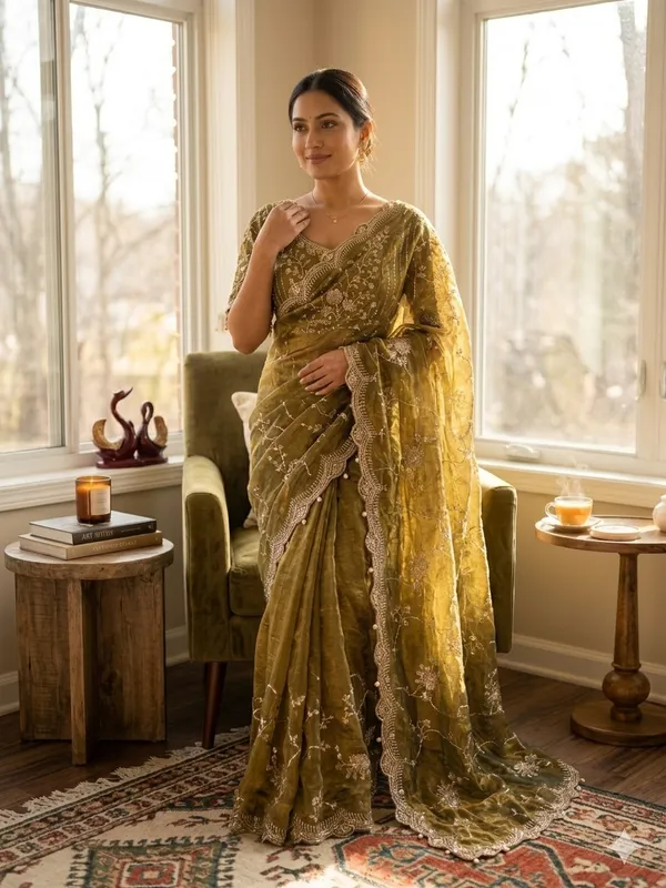 Olive_Gold_Embroidered_Chiffon_Saree_Default_Title