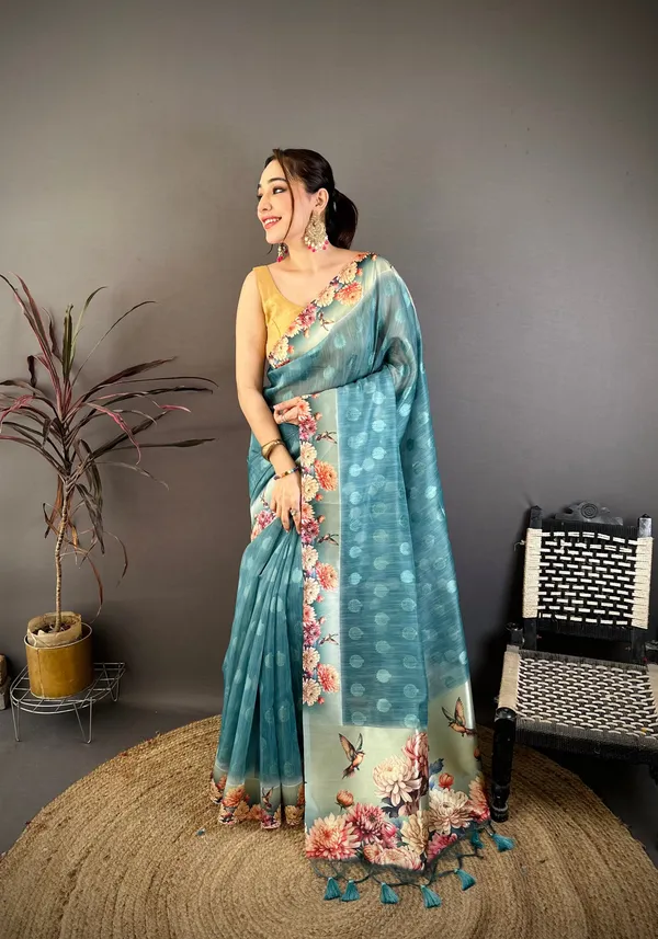 Sky_Blue_Floral_Cotton_Saree_Default_Title