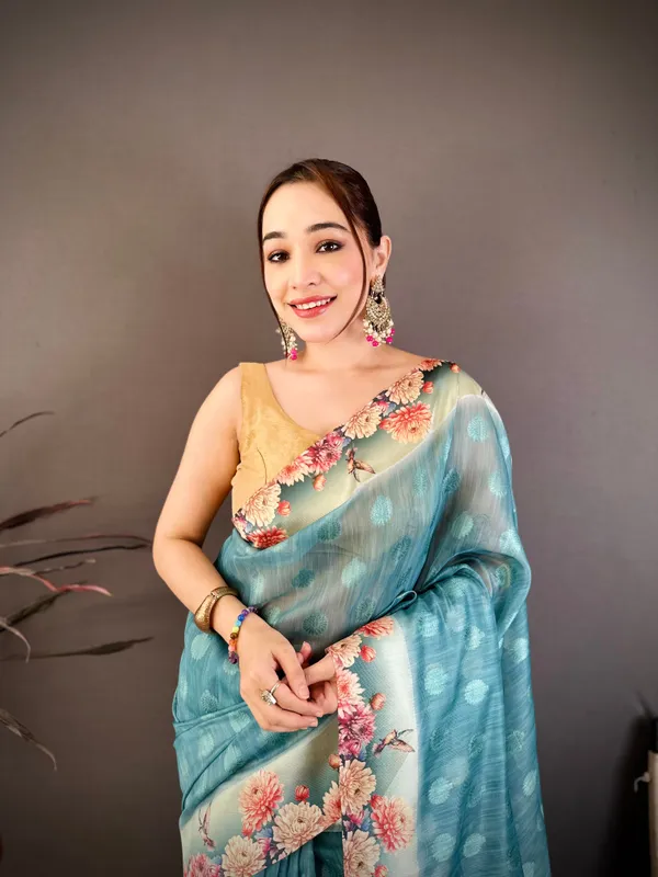 Sky_Blue_Floral_Cotton_Saree_Default_Title