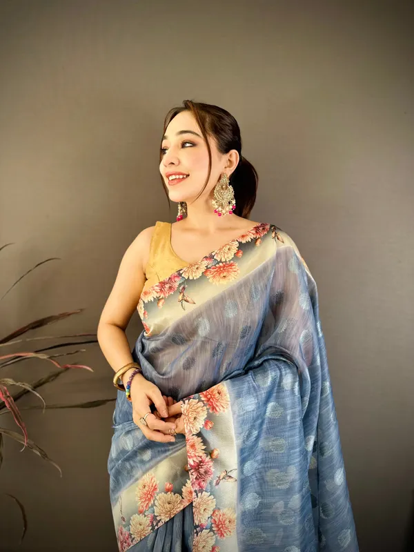 Mist_Blue_Floral_Cotton_Saree_Default_Title