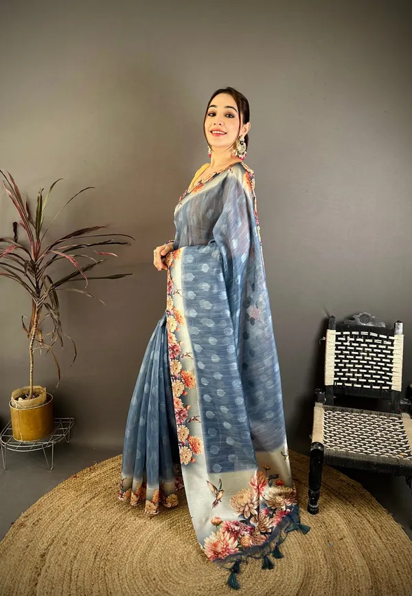 Mist_Blue_Floral_Cotton_Saree_Default_Title