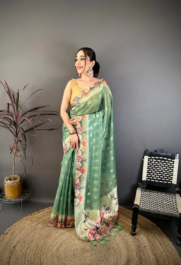 Sage_Green_Floral_Cotton_Saree_Default_Title