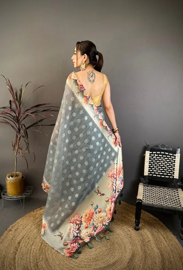 Dove_Grey_Floral_Cotton_Saree_Default_Title