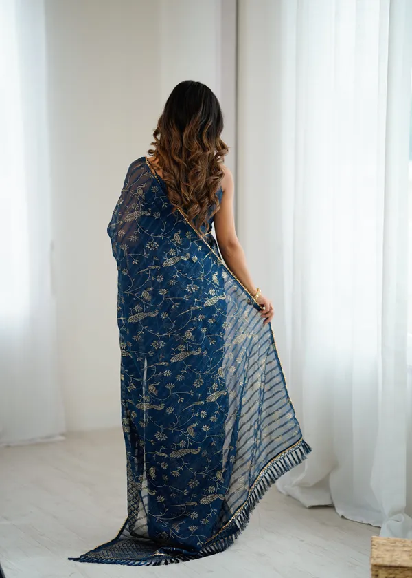 Navy_Blue_Georgette_Saree_Default_Title