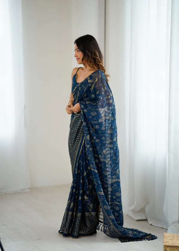 Navy_Blue_Georgette_Saree_Default_Title