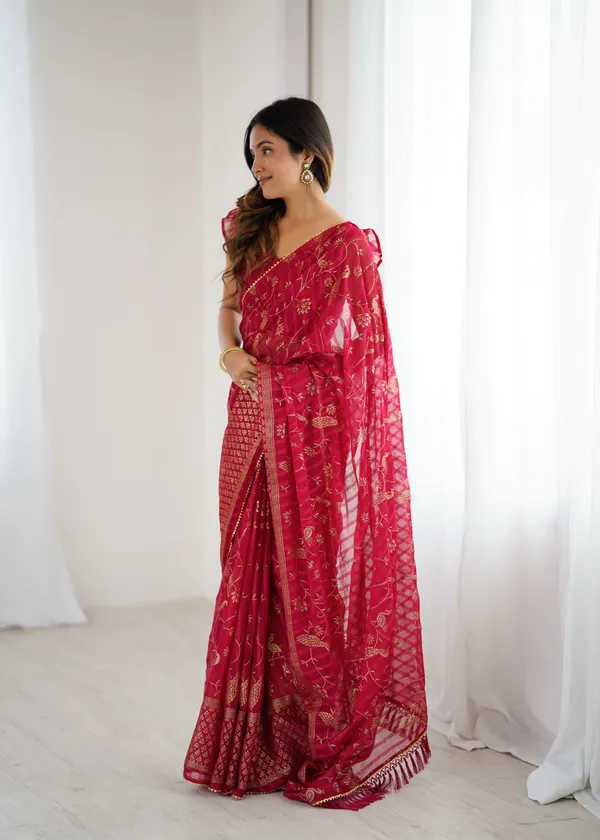 Rani_Pink_Georgette_Saree_Default_Title