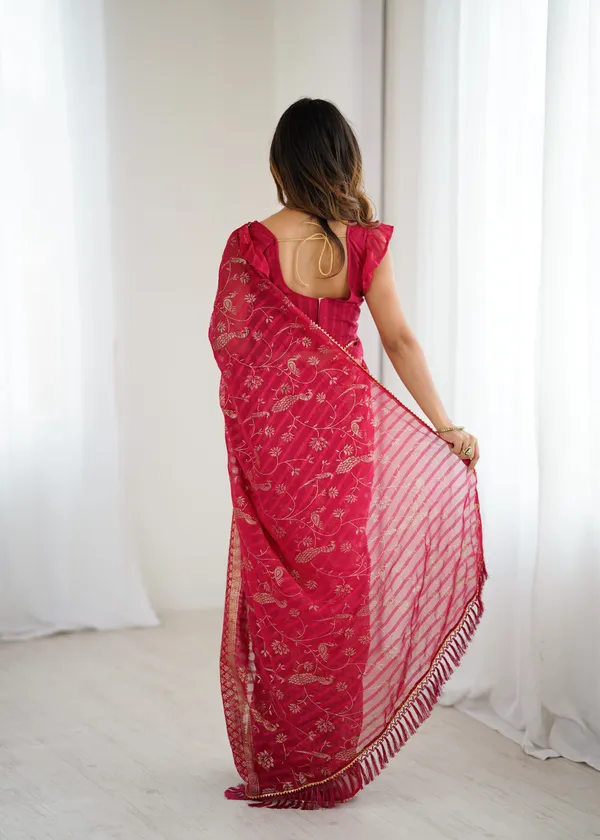 Rani_Pink_Georgette_Saree_Default_Title