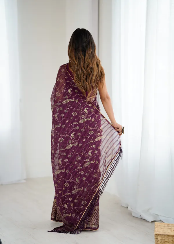 Wine_Purple_Georgette_Saree_Default_Title