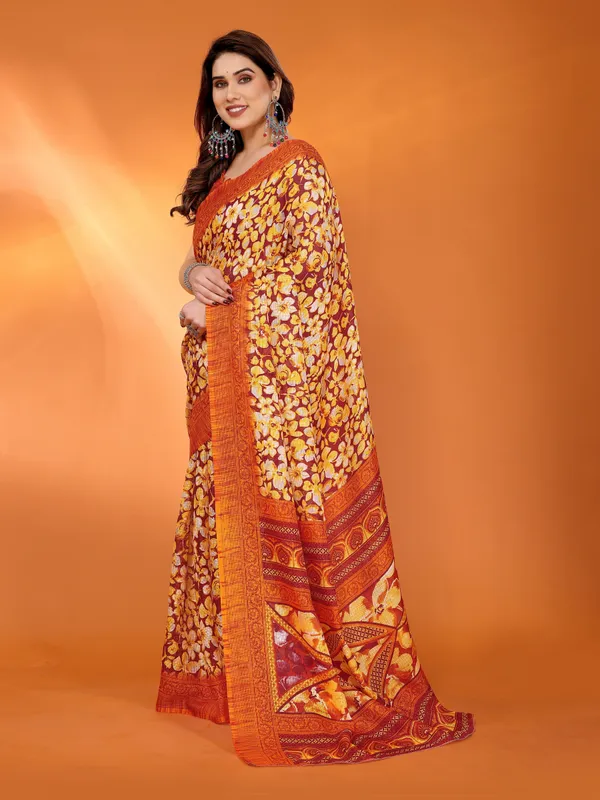 Rust_Orange_Maroon_Floral_Kota_Doriya_Silk_Saree_Default_Title