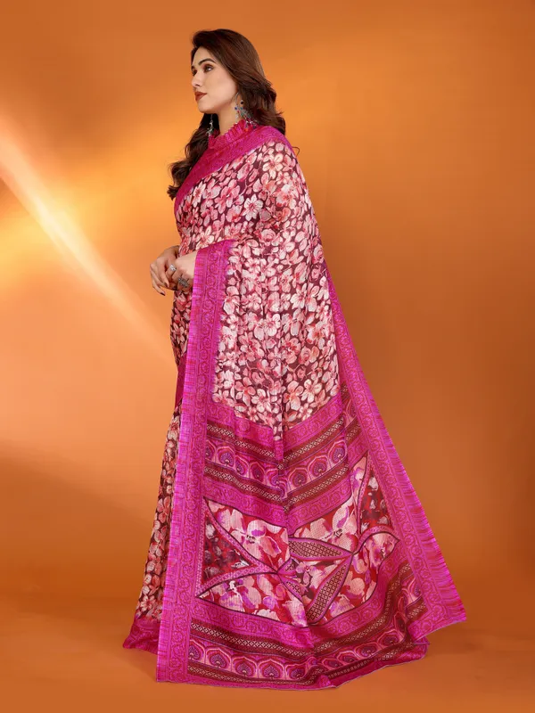 Wine_Pink_Floral_Kota_Doriya_Silk_Saree_Default_Title