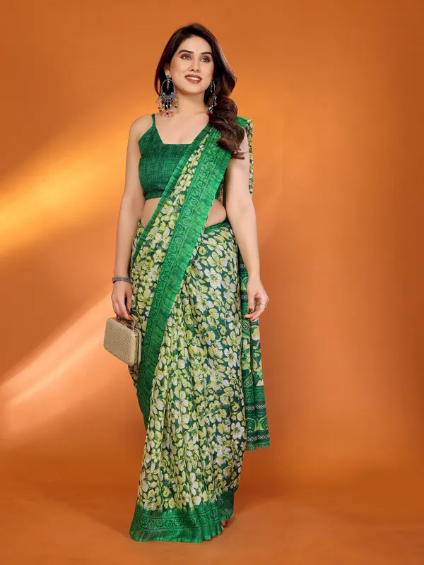 Emerald_Green_Floral_Kota_Doriya_Silk_Saree_Default_Title