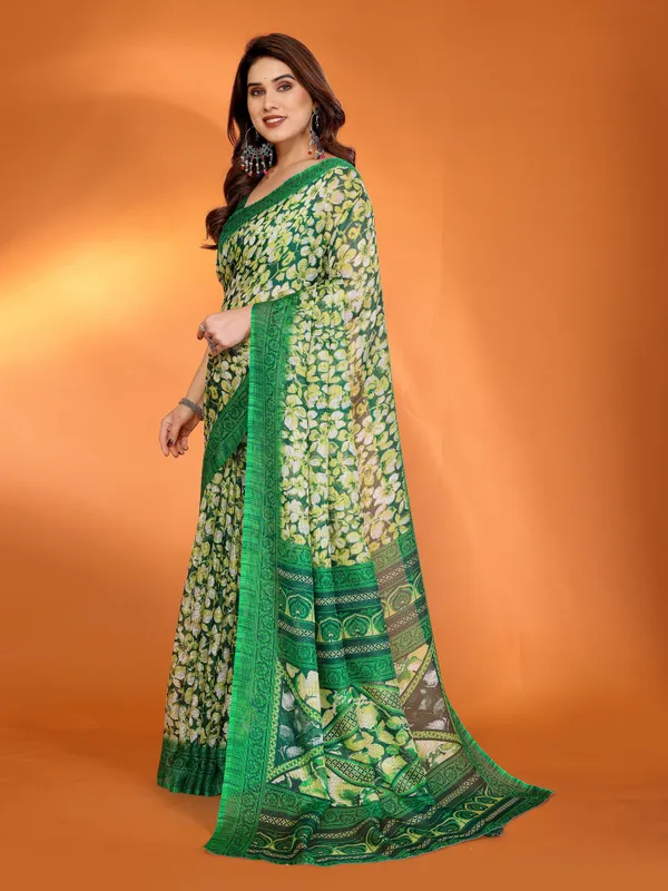 Emerald_Green_Floral_Kota_Doriya_Silk_Saree_Default_Title