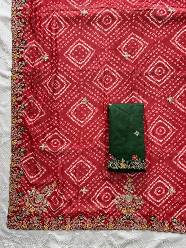 Red_Georgette_Bandhani_Saree_Default_Title