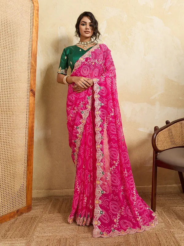 Rani_Pink_Georgette_Bandhani_Saree_Default_Title