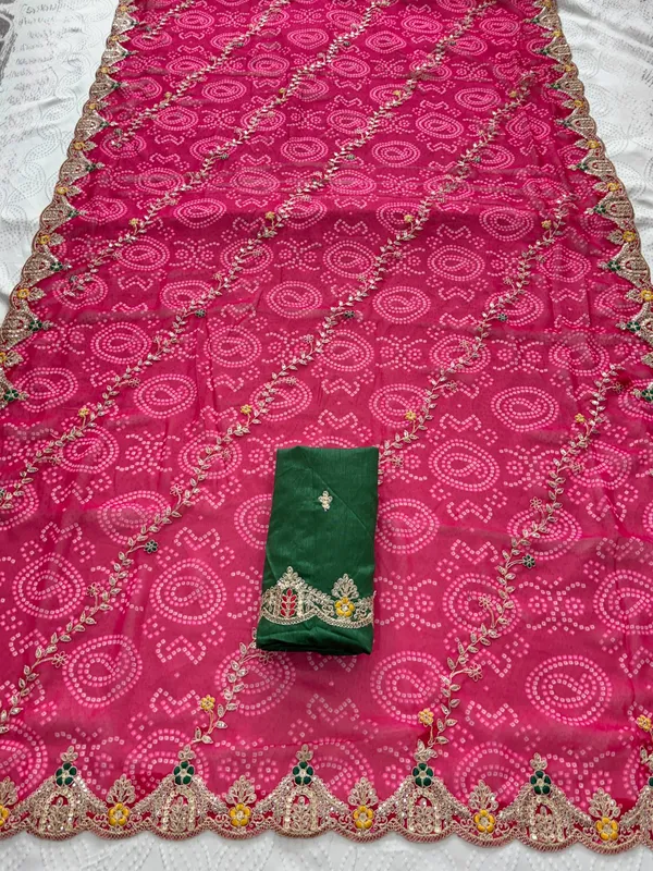 Rani_Pink_Georgette_Bandhani_Saree_Default_Title
