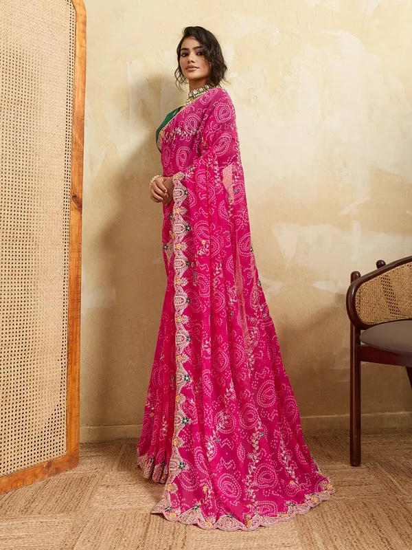 Rani_Pink_Georgette_Bandhani_Saree_Default_Title